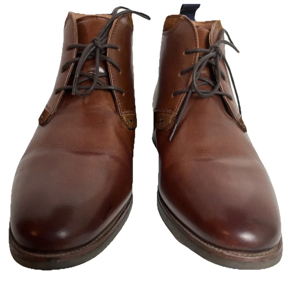 Florsheim Mens Uptown Chukka Boots US 8.5W‎ Cognac Brown Leather Lace Up Shoes